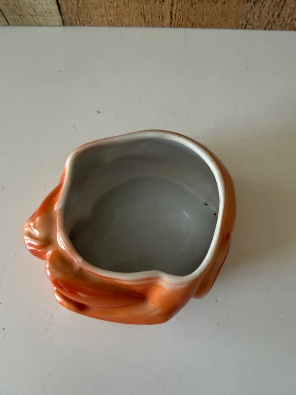 Vintage 1940’s Hand Painted Orange Ceramic Monkey Sugar Bowl 🐵🐒 - Picture 4 of 11